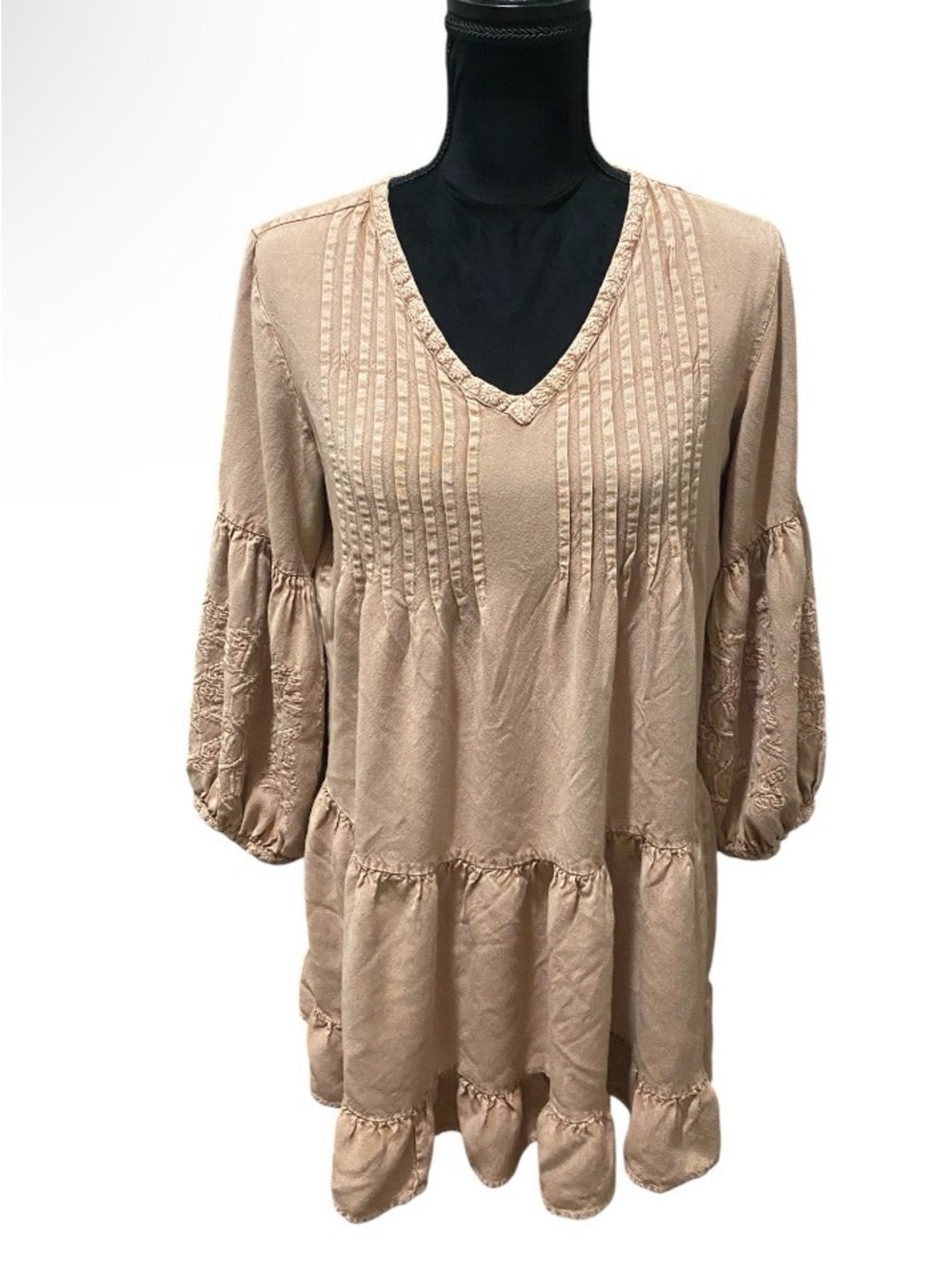 Solitaire V-Neck Pintuck Dress